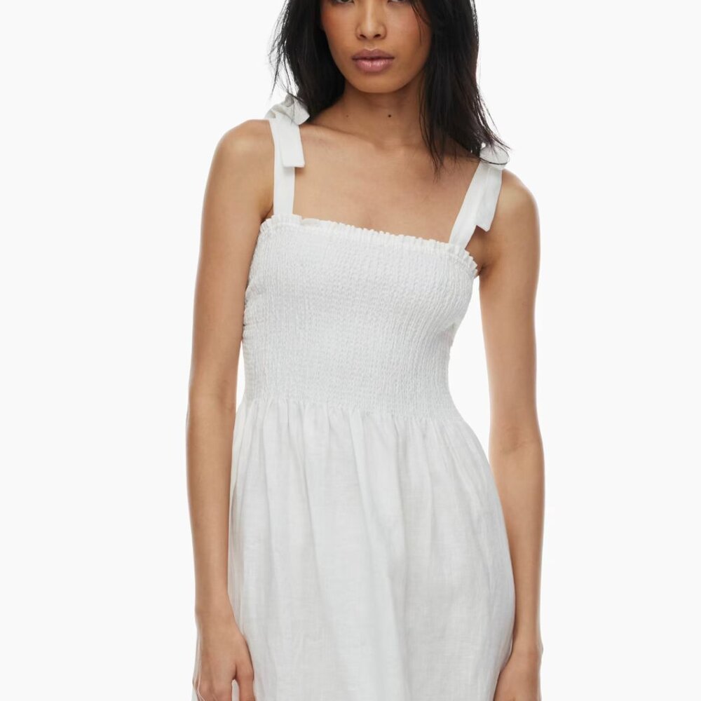 BRAND NEW: Aritzia Wilfred Golden Hour Linen Dress (White, 2XS)